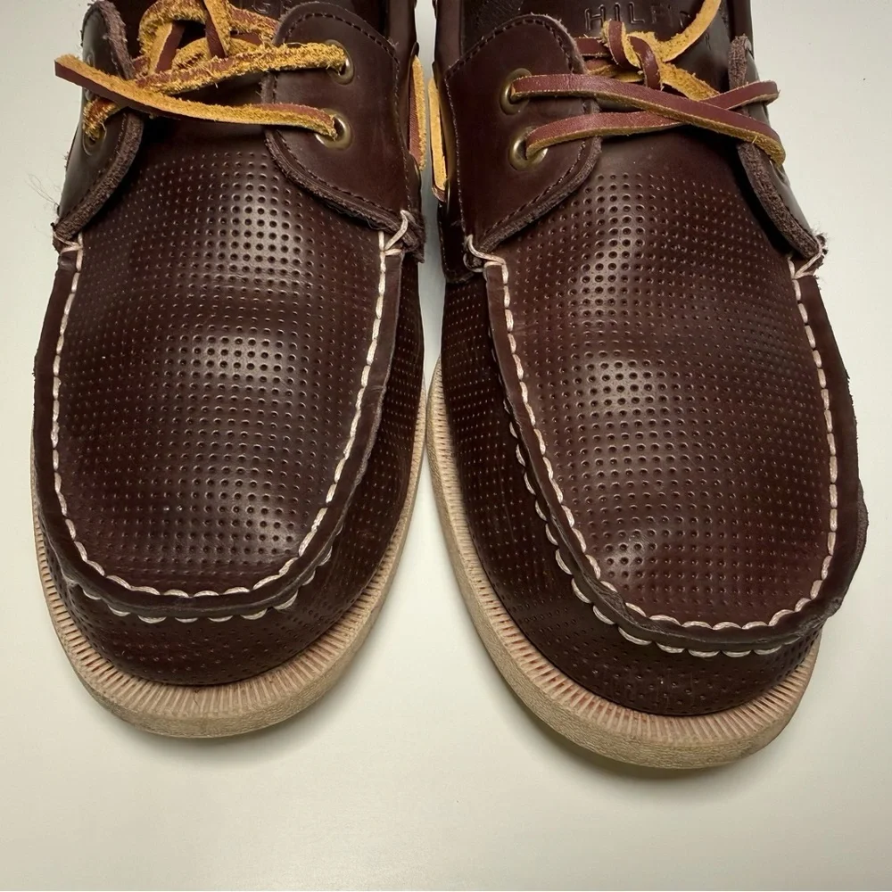 Tommy Hilfiger Bowman Apache Classic Boat Shoes Dark Brown Leather Mens Size 10
